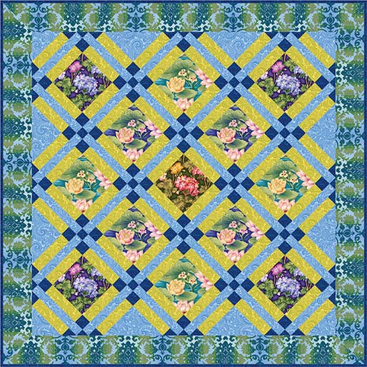 Floral Delight BLUE 64x 64